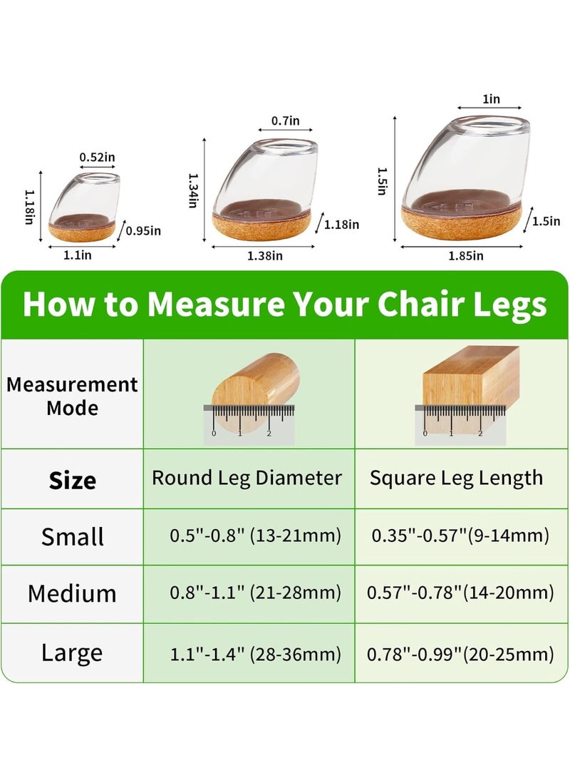 24 قطعة أغطية واقية لأرجل الكراسي شفافة للأرضيات، مناسبة لأرجل الكراسي المائلة بزاوية 15-25°، مضادة للخدش ومانعة للضوضاء (الحجم من 0.8" إلى 1.1") - Image 2